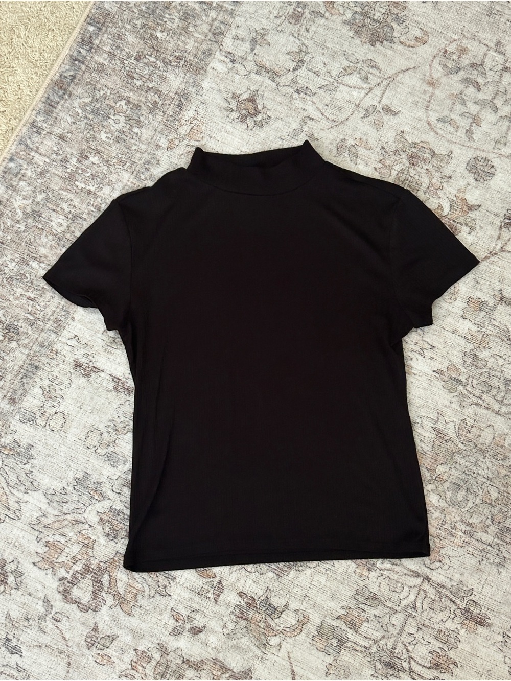 Amazon Black Mock Neck Short Sleeve Top
